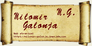 Milomir Galonja vizit kartica